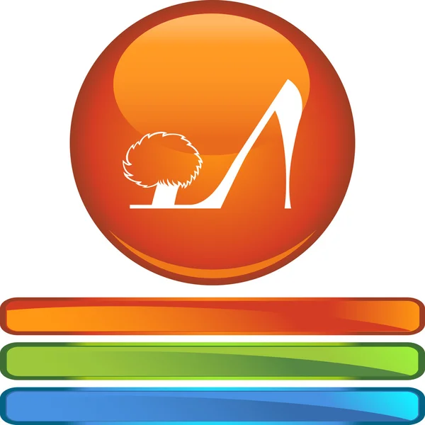 Bolyhos sarkú cipő web gomb — Stock Vector