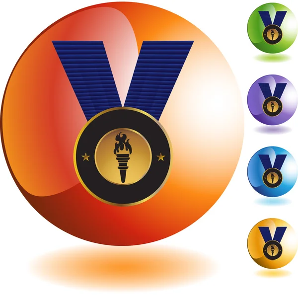 Ikon web Medali Emas - Stok Vektor