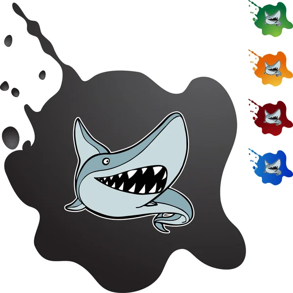Haai web knop — Stockvector