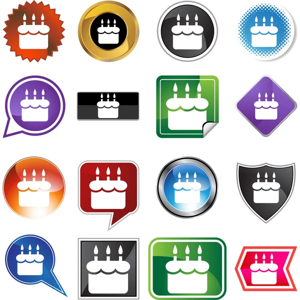 Birthday cake web button — Stock Vector