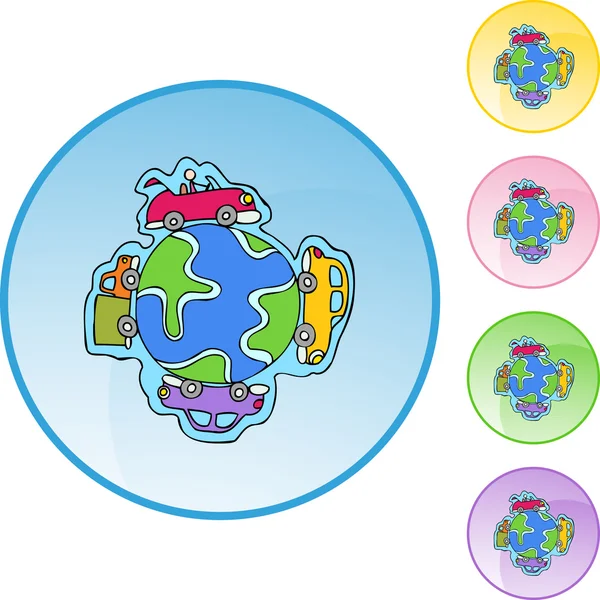 Carro Globo web ícone —  Vetores de Stock