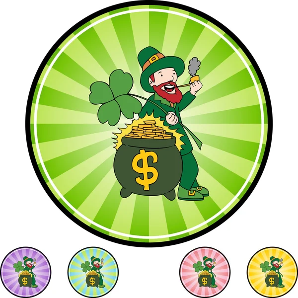 Leprechaun with gold icon — Stock Vector