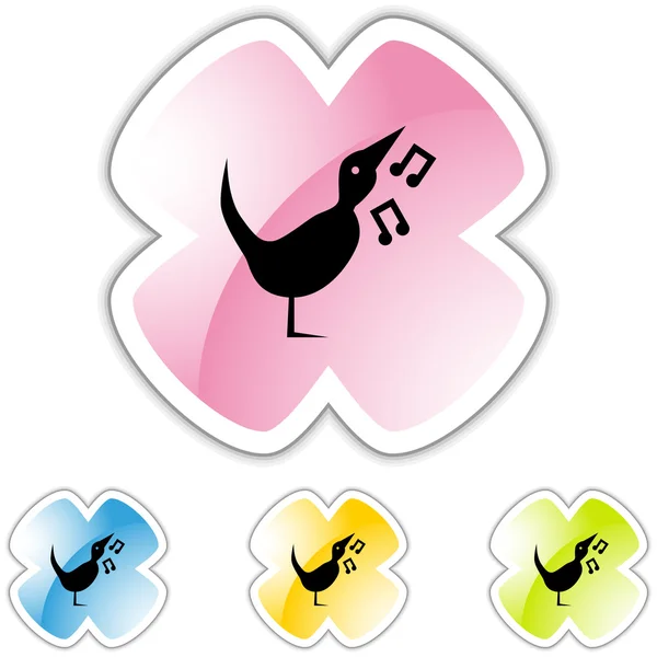 Bouton icône oiseau chanteur — Image vectorielle