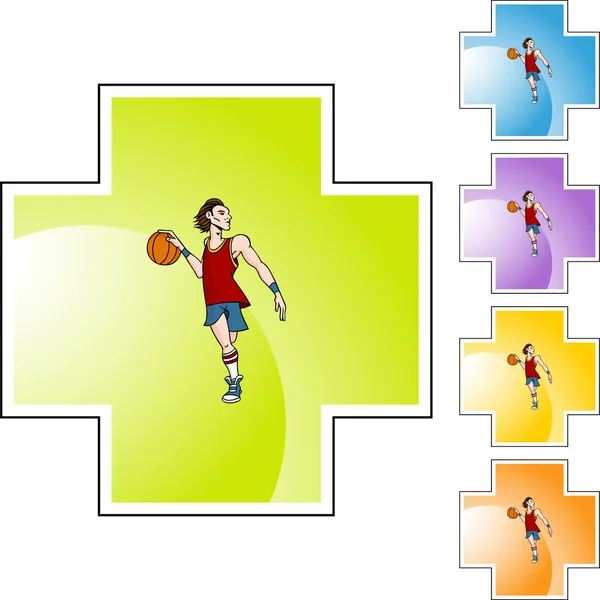 Icono jugador de baloncesto — Vector de stock