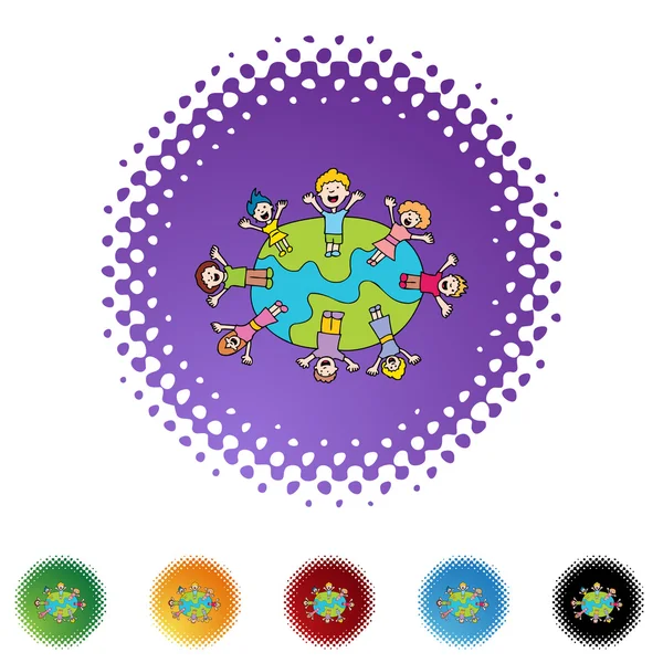 Icône web Waving Kids — Image vectorielle