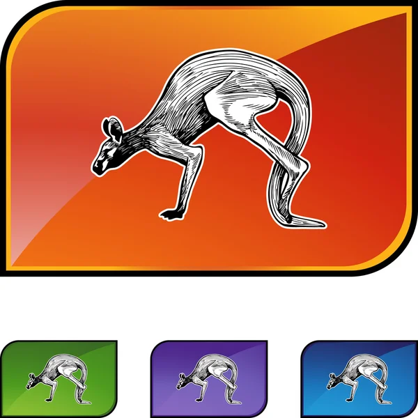 Kangaroo icon button — Stock Vector