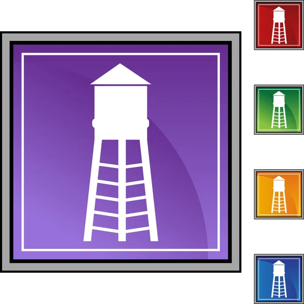 Botón torre de agua — Vector de stock