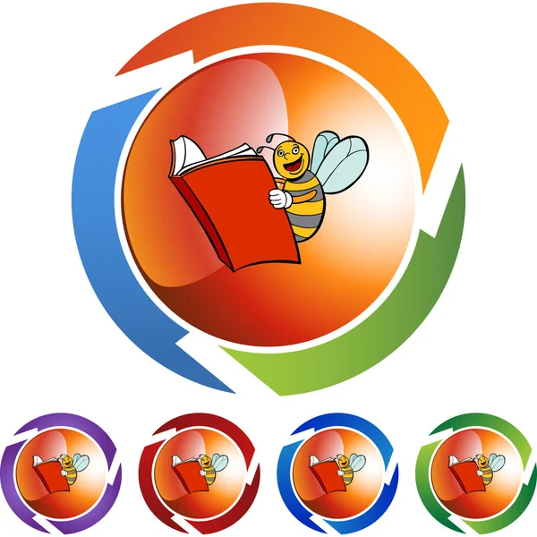 Bouton web Bee Reading — Image vectorielle
