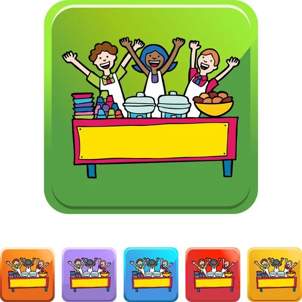 Kids in Buffet web icon — Stock Vector