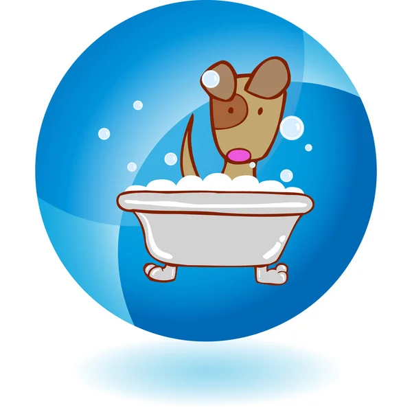 Cachorro en baño botón web — Archivo Imágenes Vectoriales