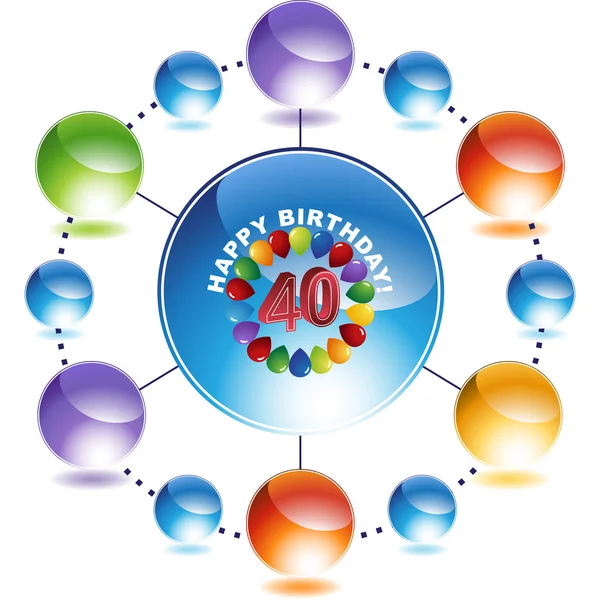 Feliz Cumpleaños Cuarenta icono web — Archivo Imágenes Vectoriales