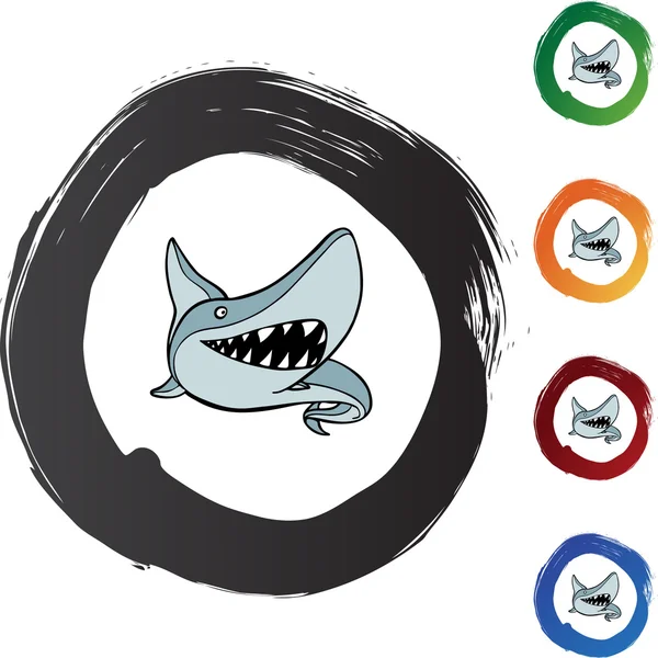 Shark web button — Stock Vector