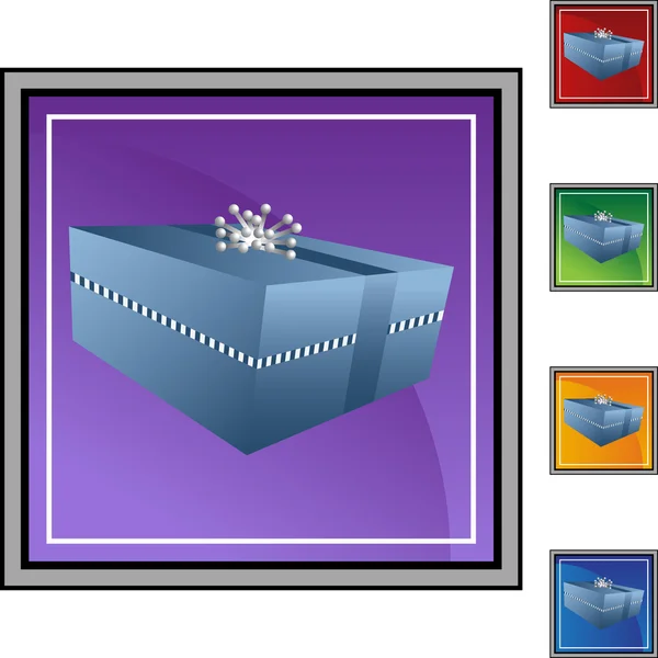 Caja de regalo botón web — Vector de stock