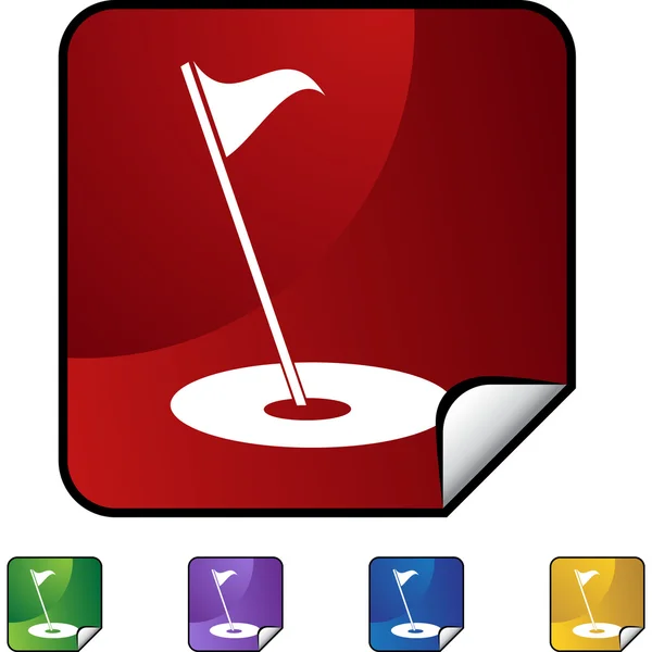 Golf vlag web knop — Stockvector