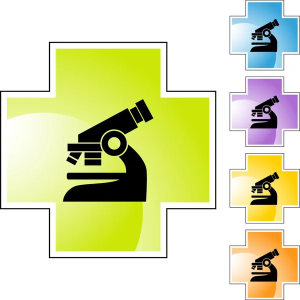 Botón web del microscopio — Vector de stock
