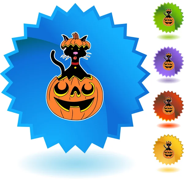 Halloween botão gato — Vetor de Stock