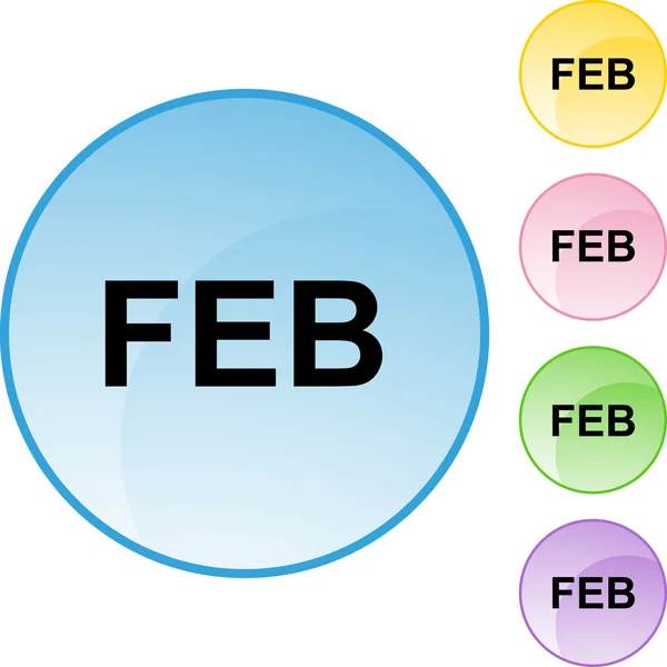 Február web gomb — Stock Vector