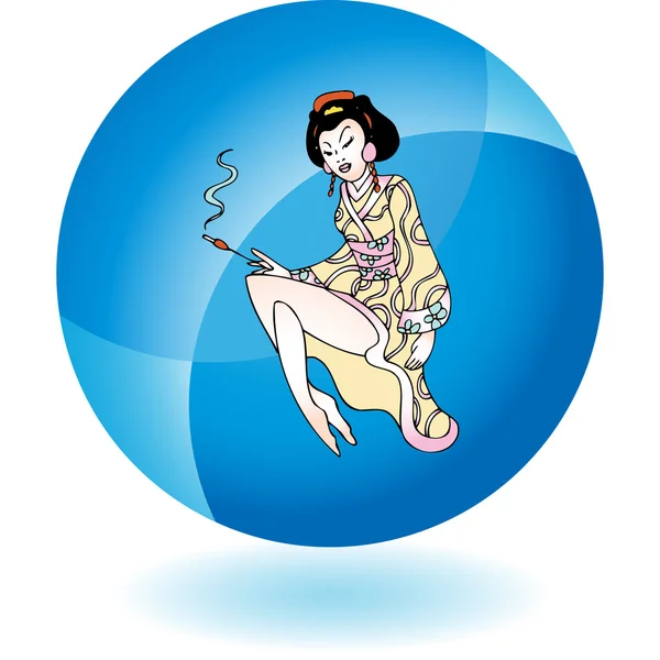 Geisha botón icono — Vector de stock