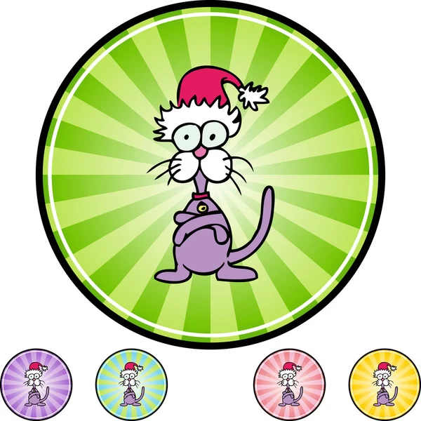 Stubborn Cat  in Santa hat — Stock Vector