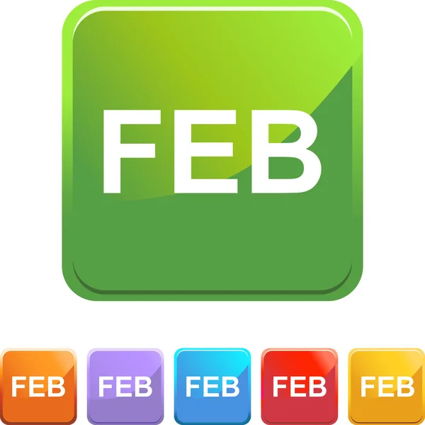 Φεβρουαρίου κουμπί web — Διανυσματικό Αρχείο