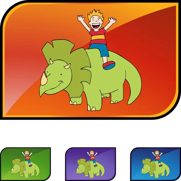 Pictogram van Triceratops en jongen web — Stockvector