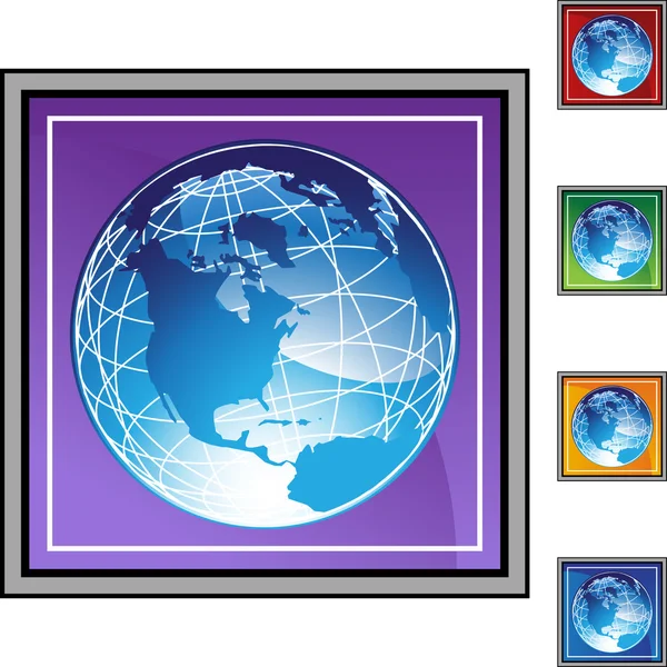 Earth globe web icoontje — Stockvector