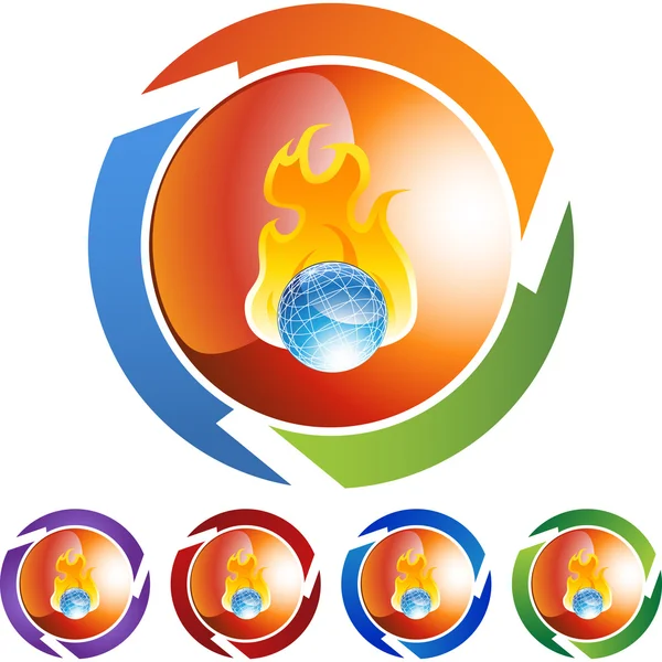 Burning Globe botón web — Archivo Imágenes Vectoriales