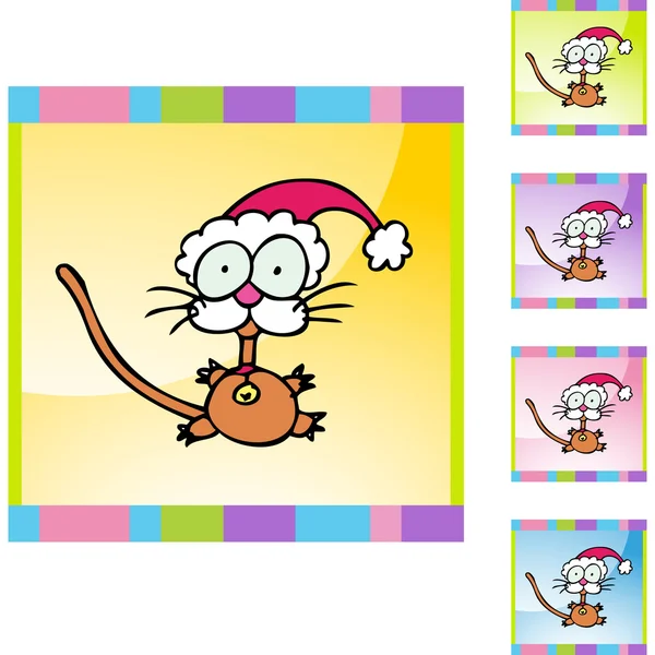 Little Cat in Santa hat — Stock Vector