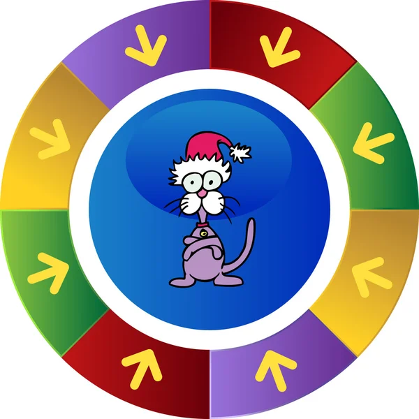 Gato terco en sombrero de Santa — Vector de stock