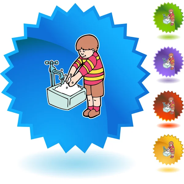 Boy Washing Hands — Stock Vector