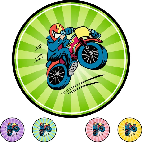 Motorkerékpár kaszkadőr pókháló ikon — Stock Vector