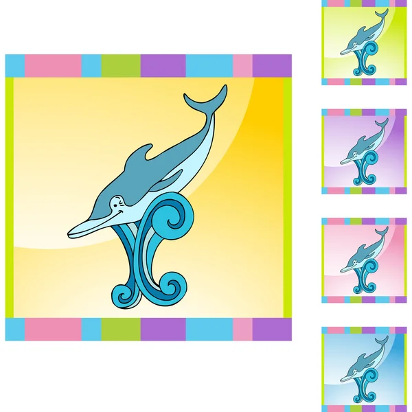 Delfinnetz-Ikone — Stockvektor