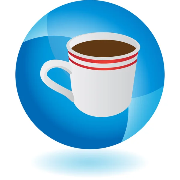 Taza de café botón web — Vector de stock