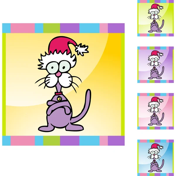 Chat têtu au chapeau de Père Noël — Image vectorielle