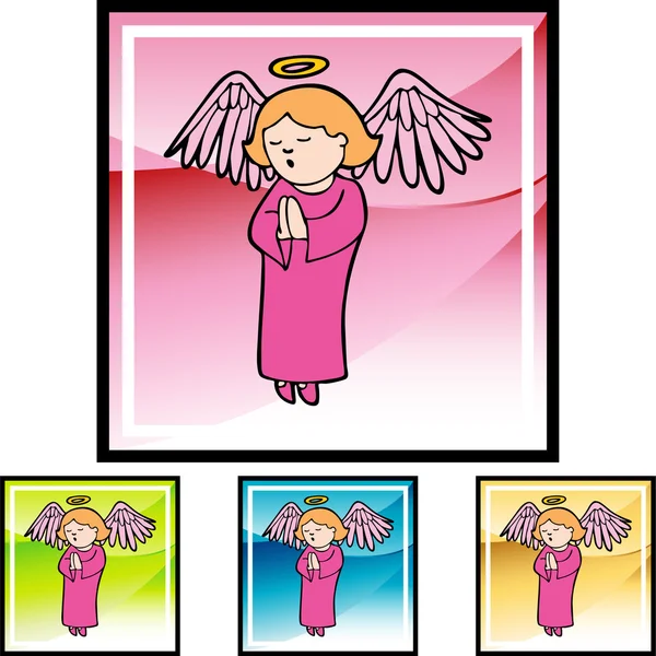 Προσεύχομαι κορίτσι Άγγελος κουμπί — Διανυσματικό Αρχείο