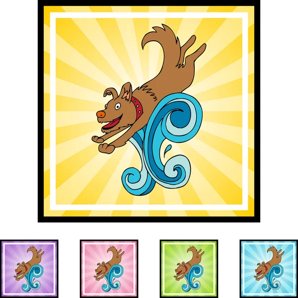 Icône Web de chien de natation — Image vectorielle