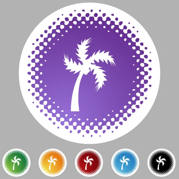 Palm tree ikon gomb — Stock Vector