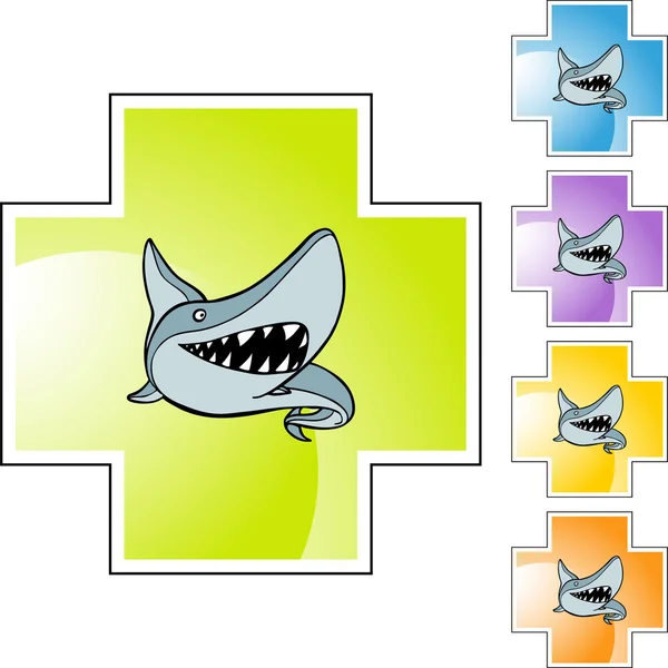 Shark web button — Stock Vector