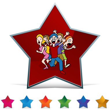 İnsanlar panik düğme kümesi