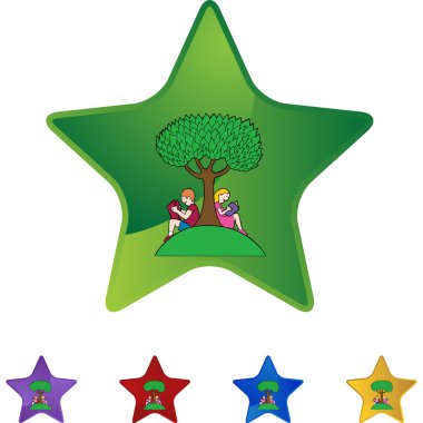 Erkek ve kız ağacın altında okuma