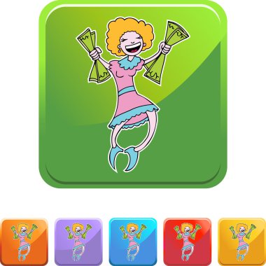 mutlu bir kadın tutarak para