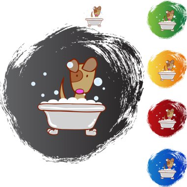 Banyo web düğme içinde köpek yavrusu