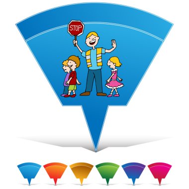 Crossing Guard and Children Walking Button Set clipart
