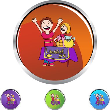 Web simgesi limonata standı ve çocuklar