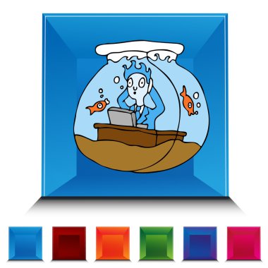 Çalışma bir balık kase Gemstone düğme kümesi