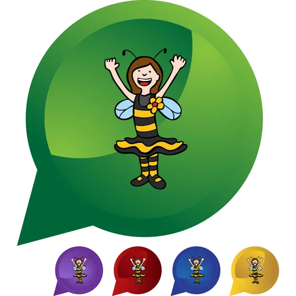 Bee Girl web icon — Stock Vector