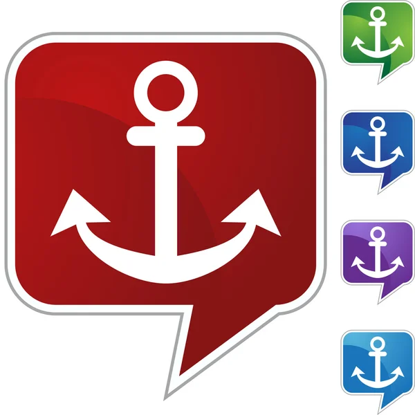 Przycisk web ikona kotwica łódź — Wektor stockowy