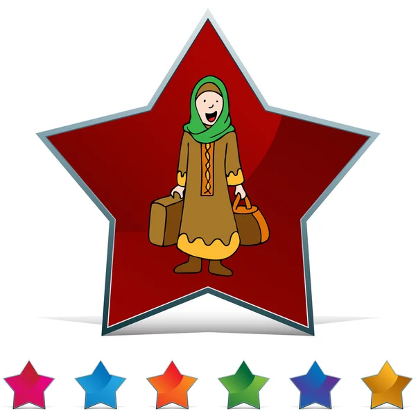 MUSLIM Girl мандрівника кнопки набору — стоковий вектор