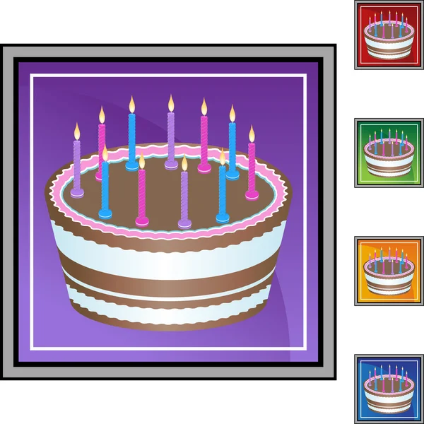 Tarta de cumpleaños iconos coloridos — Archivo Imágenes Vectoriales