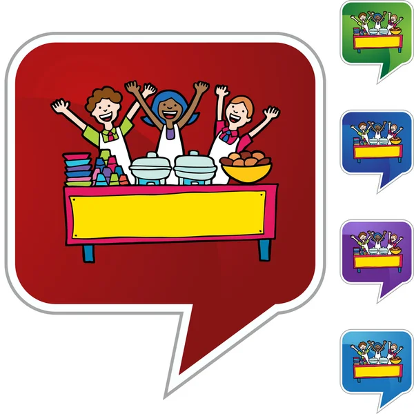 Kinderen in het Buffet web pictogram — Stockvector